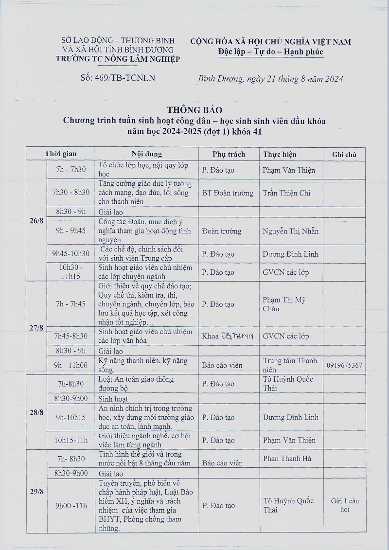 Chương trình sinh hoạt công dân đầu khóa 41, đợt 1 năm học 2024-2025
